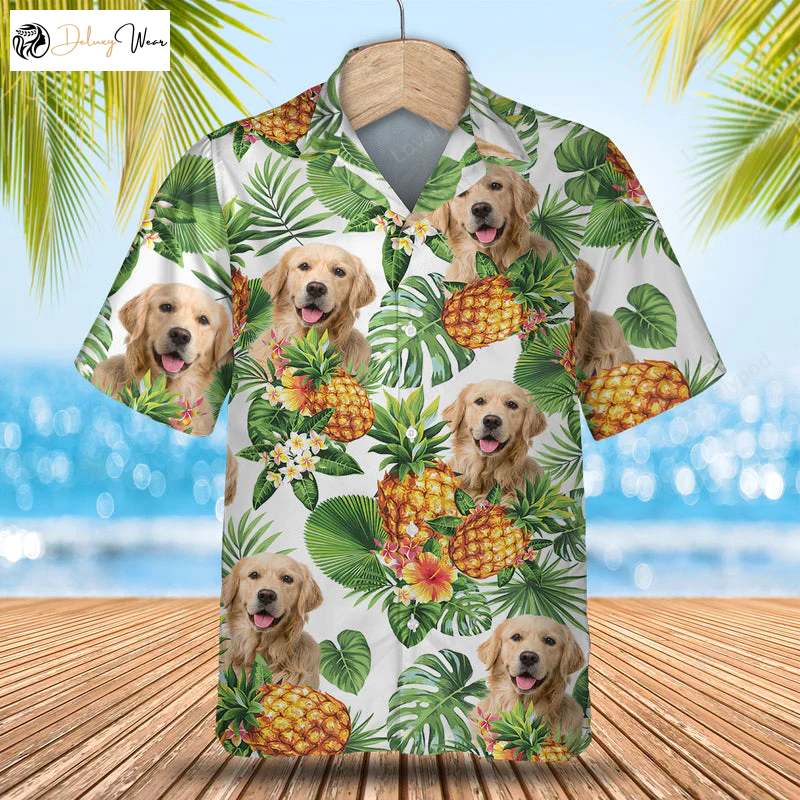 Golden Retriever Tropical Hawaiian Shirt Gift for Men Dad Father: Summer Gift for Dog Lovers Men & Women