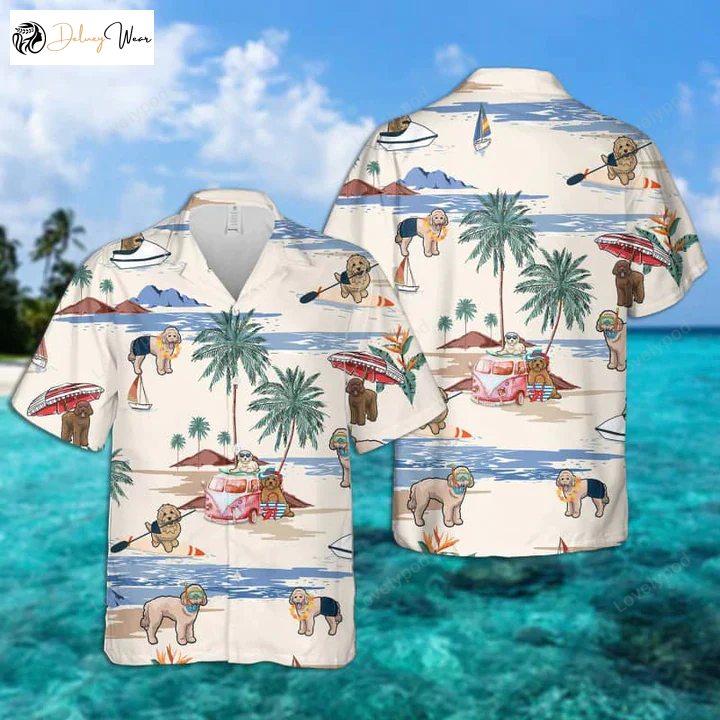 Men s Goldendoodle Hawaiian Shirt Gift for Men Dad Father – Short Sleeve Aloha Beach Summer Style