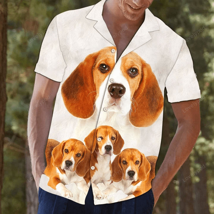 Adorable Beagle Family Portrait Hawaiian Shirt Gift for Men Dad Father – Perfect Gift for Dog Lovers