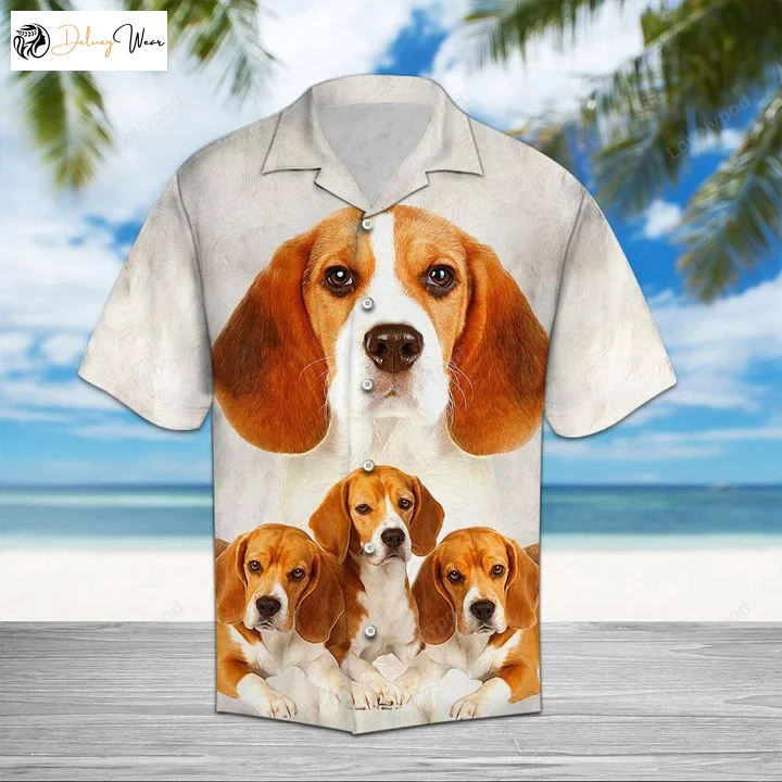 Adorable Beagle Family Portrait Hawaiian Shirt Gift for Men Dad Father – Perfect Gift for Dog Lovers