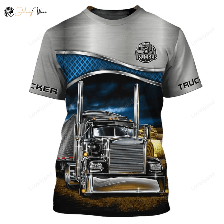 3D Grey Truckers Shirt: Truck Driver Shirts Hawaiian & Polo Options – Perfect Gift for Truckers