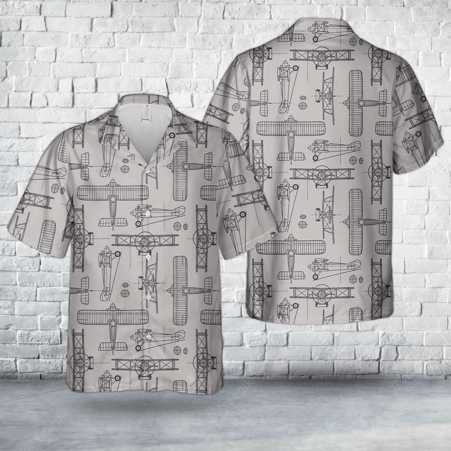 Hand drawn vintage airplane Hawaiian Shirt Gift for Men Dad Father Gift for Men Dad Father