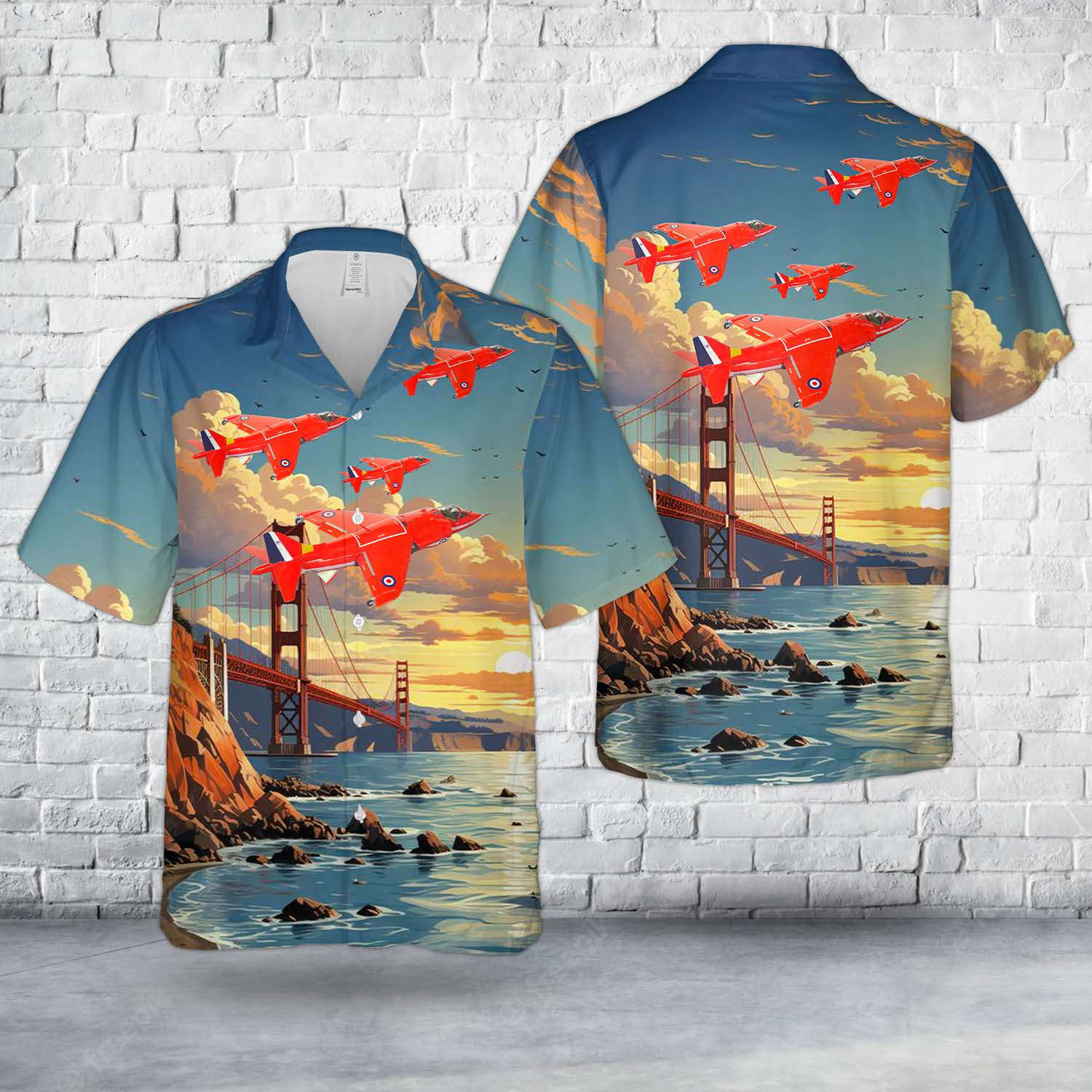 Hawker Siddeley “Harrier” GR.1, aircraft “XV 764” of the “Red Arrows” Royal Air Force Aerobatic Team Hawaiian Shirt Gift for Men Dad Father Gift for Men Dad Father