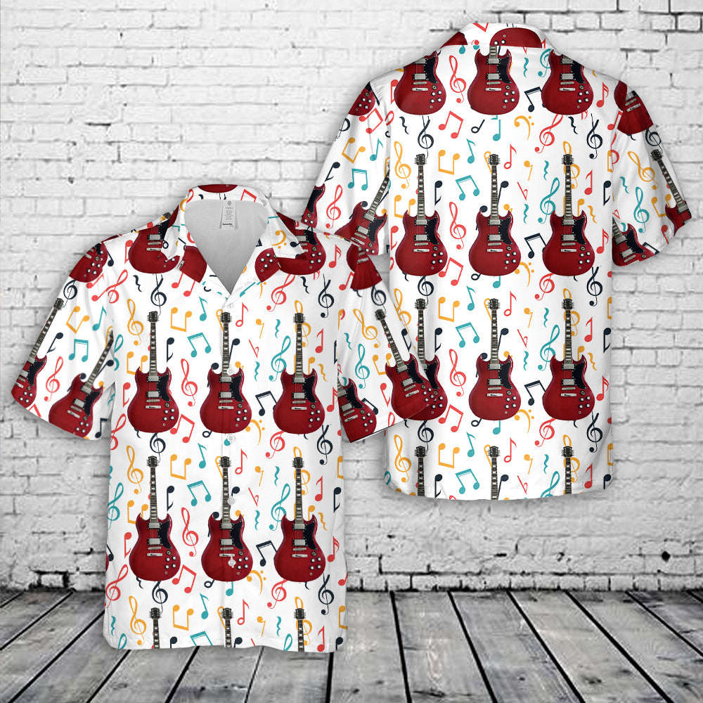 Haze Lava Red HSG Electric Guitar Hawaiian Shirt Gift for Men Dad Father Gift for Men Dad Father