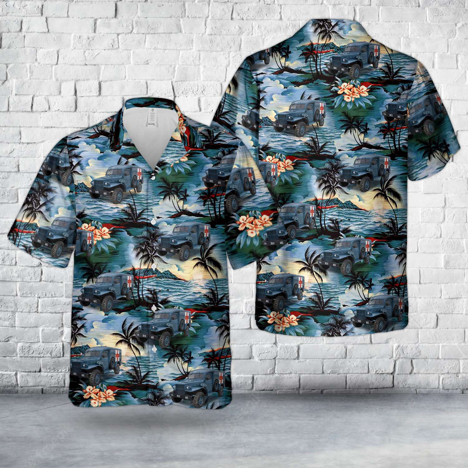 Hellenic Air Force Dodge WC 54 Ambulance Hawaiian Shirt Gift for Men Dad Father Gift for Men Dad Father