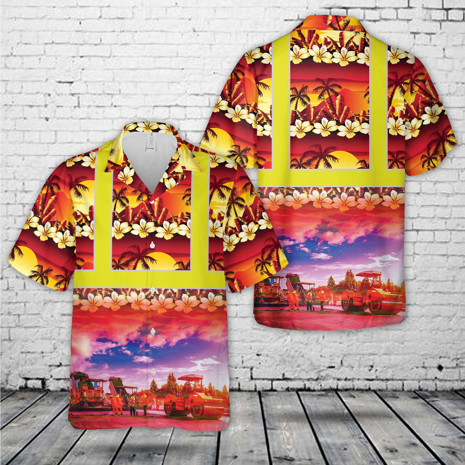 Highway Construction Tropical Hawaiian Shirt Gift for Men Dad Father Gift for Men Dad Father