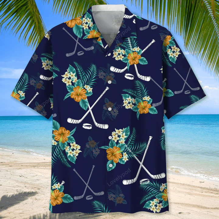 Hockey Hawaiian Shirt Gift for Men Dad Father – Perfect Summer Gift for Men & Hockey Players