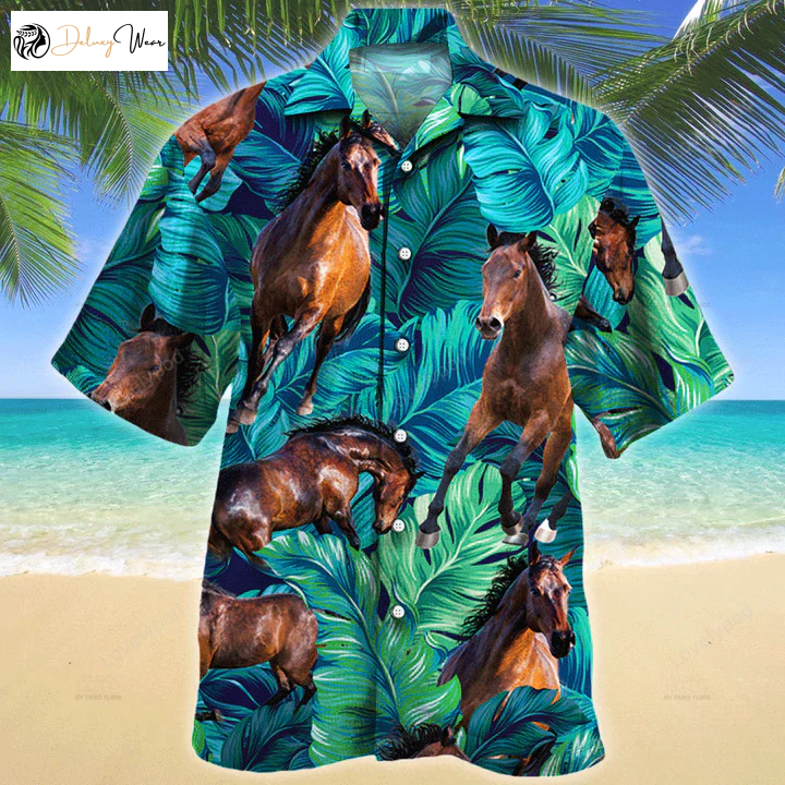 Horse Lovers Gift: Vintage Flower Hawaiian Shirt Gift for Men Dad Father – Aloha Horse Shirt