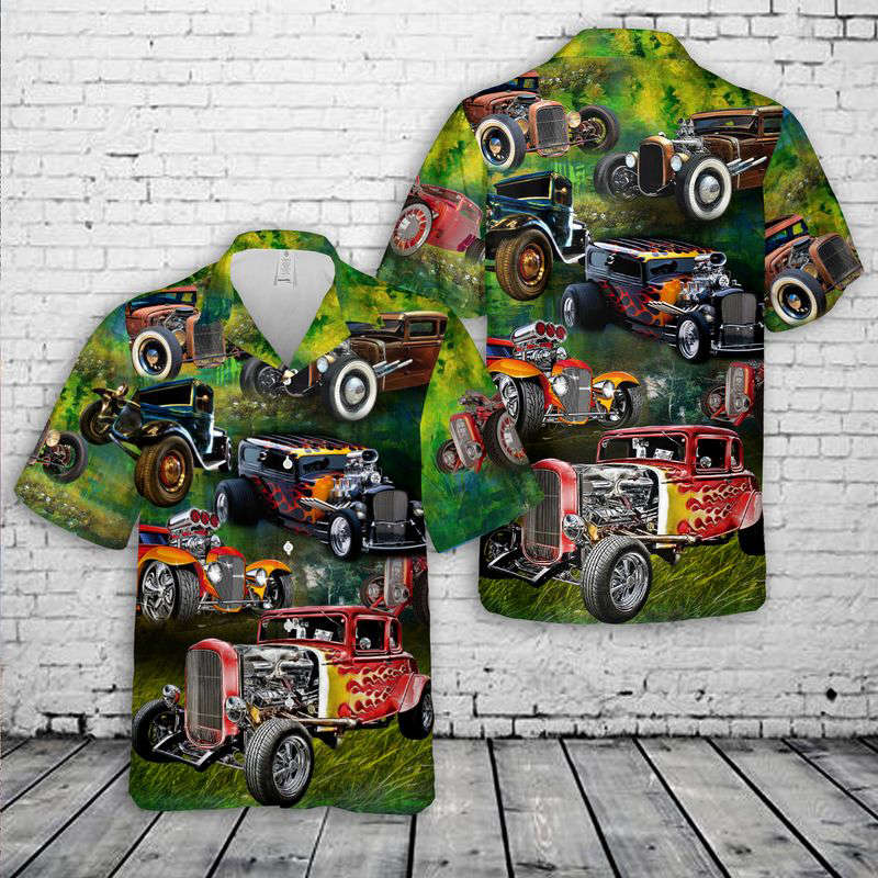Hot Rod Hawaiian Shirt Gift for Men Dad Father Gift for Men Dad Father