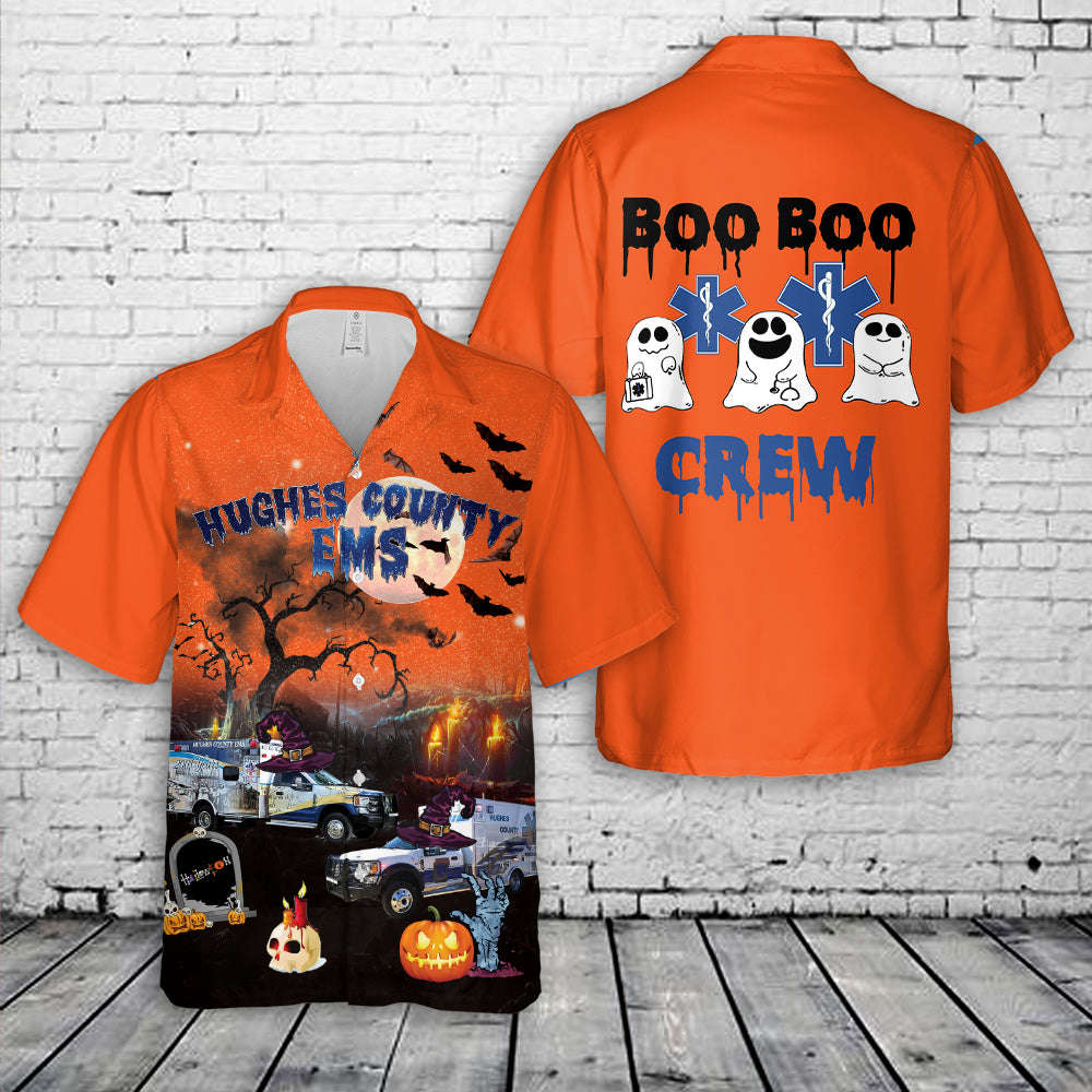 HUGHES COUNTY EMS HALLOWEEN Hawaiian Shirt Gift for Men Dad Father Gift for Men Dad Father
