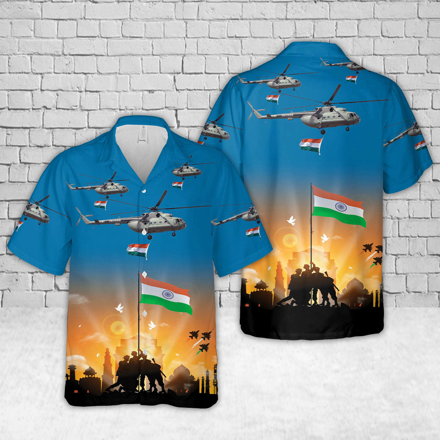 Indian Air Force Mi-17, Happy Independence Day India Hawaiian Shirt Gift for Men Dad Father Gift for Men Dad Father