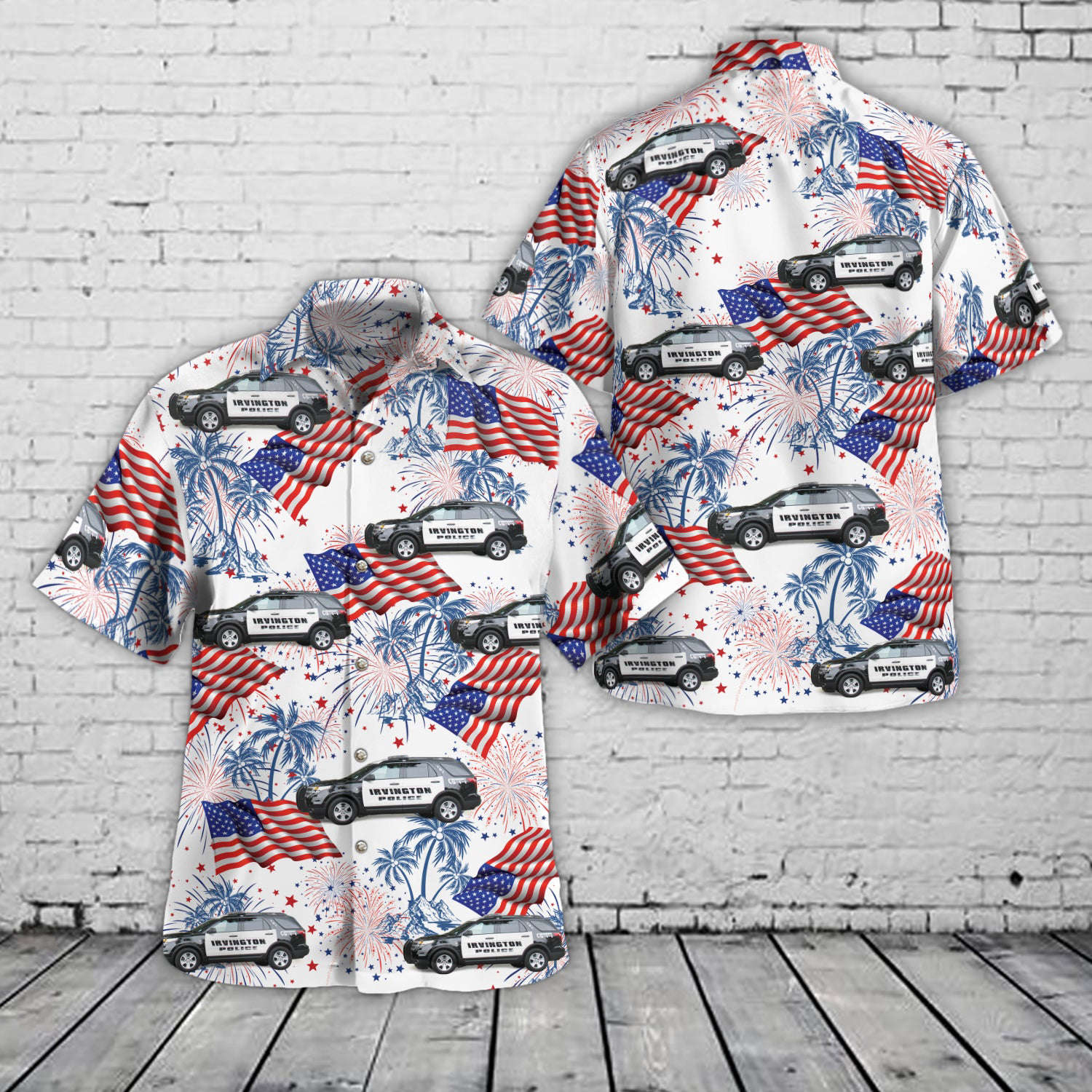 Irvington, New Jersey, Irvington Police Department, 4th Of July Hawaiian Shirt Gift for Men Dad Father Gift for Men Dad Father