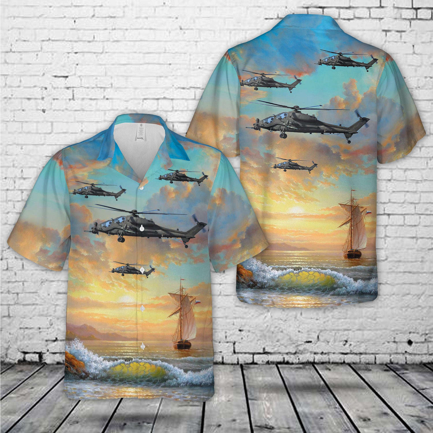 Italian Air Force AH-129D Mangusta Hawaiian Shirt Gift for Men Dad Father Gift for Men Dad Father