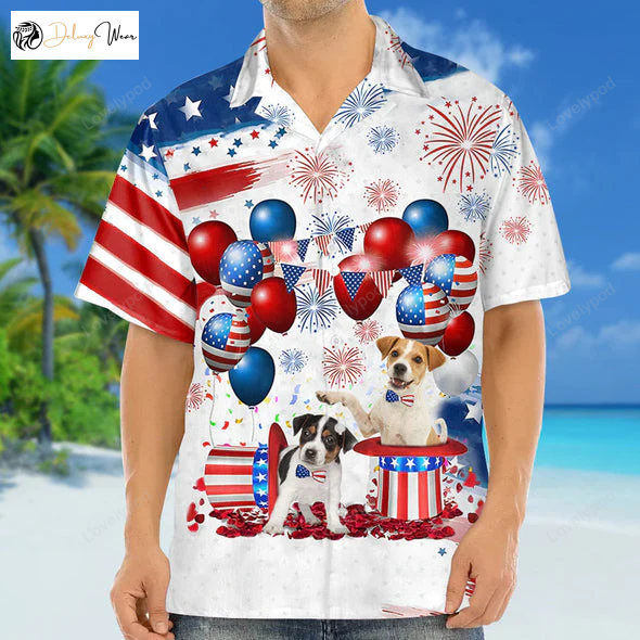4th of July Hawaiian Shirt Gift for Men Dad Father: Jack Russell Terrier Independence Day Design for Men & Women