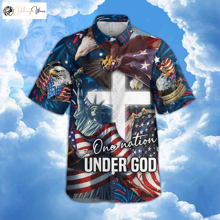 Jesus Hawaiian Shirt Gift for Men Dad Father: One Nation Under God Design Stand Out with this Divine Apparel