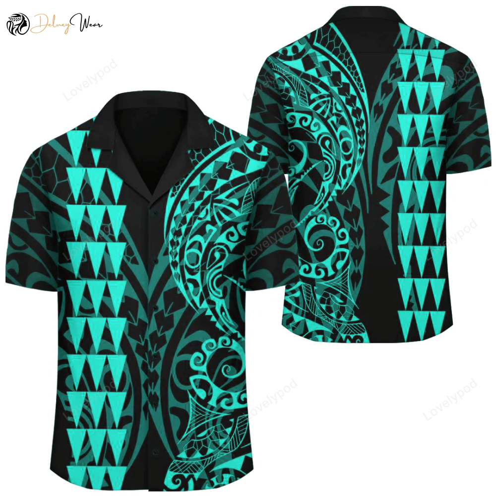 Kakau Polynesian Tribal Hawaiian Shirt Gift for Men Dad Father – Multicolor Aloha Shirt for Men and Women