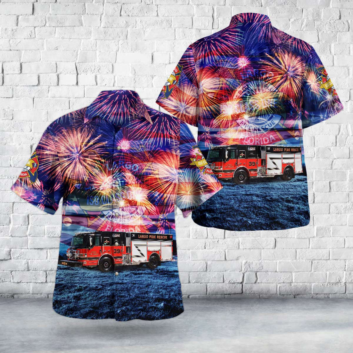 Largo, Florida, Largo Fire Rescue, 4th Of July Hawaiian Shirt Gift for Men Dad Father Gift for Men Dad Father