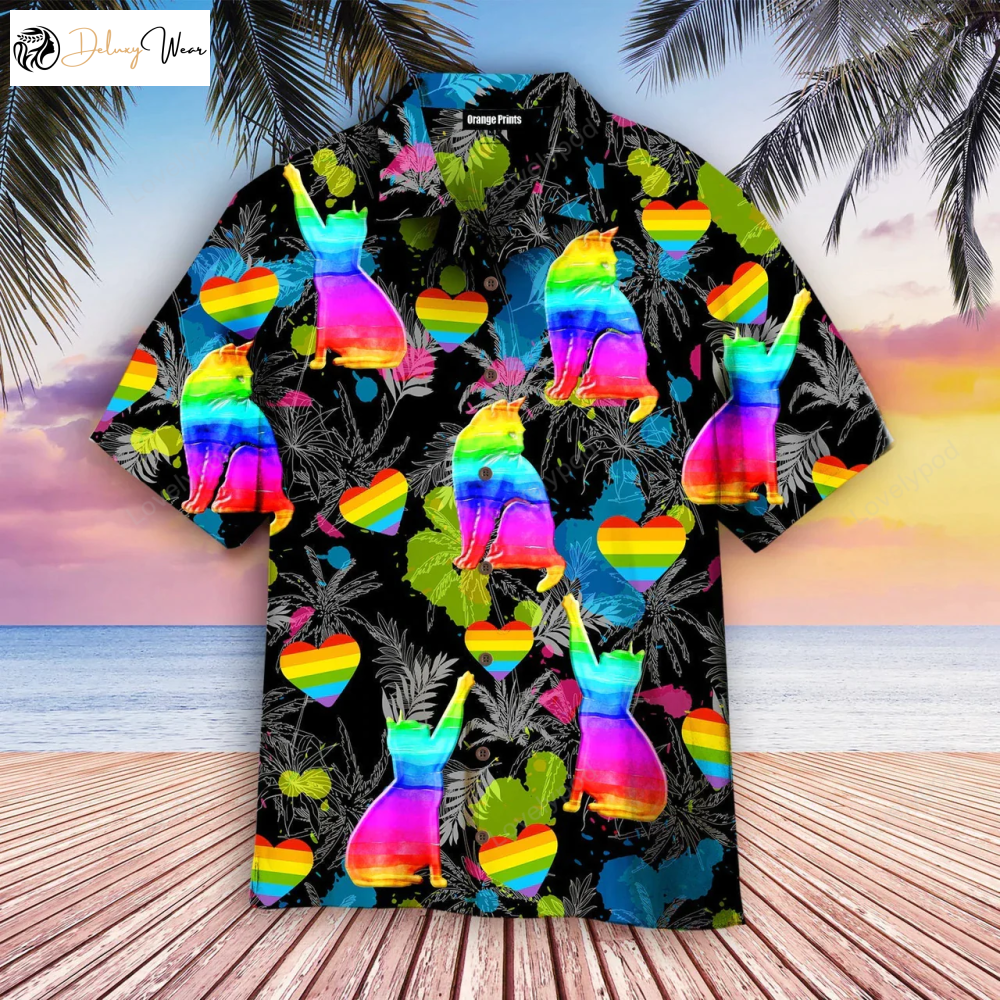 LGBT Cat Pride Month Aloha Hawaiian Shirt Gift for Men Dad Fathers: Celebrate with Style!
