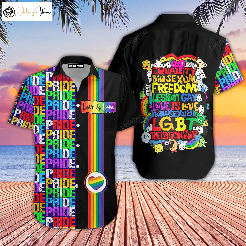 LGBT Pride Month Aloha Hawaiian Shirt Gift for Men Dad Fathers – Embrace Love Is Love!