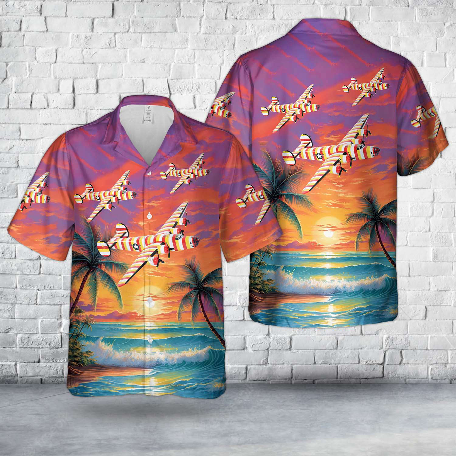 Lockheed Martin (Consolidated) B-24 Liberator, 93rd Bomb Group Ball of Fire Hawaiian Shirt Gift for Men Dad Father Gift for Men Dad Father