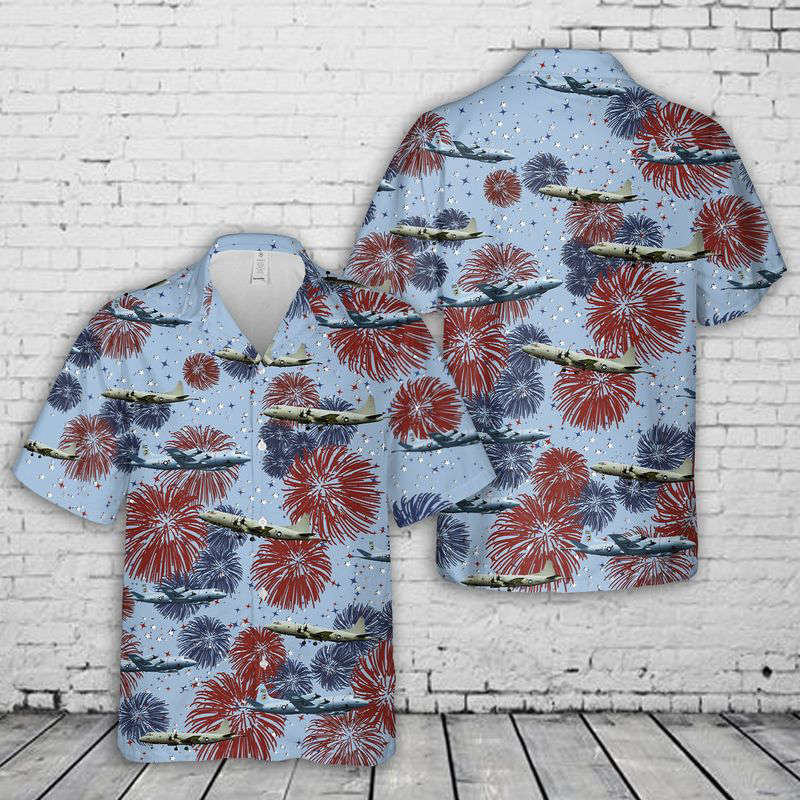 Lockheed P-3 Orion July 4th Hawaiian Shirt Gift for Men Dad Father Gift for Men Dad Father