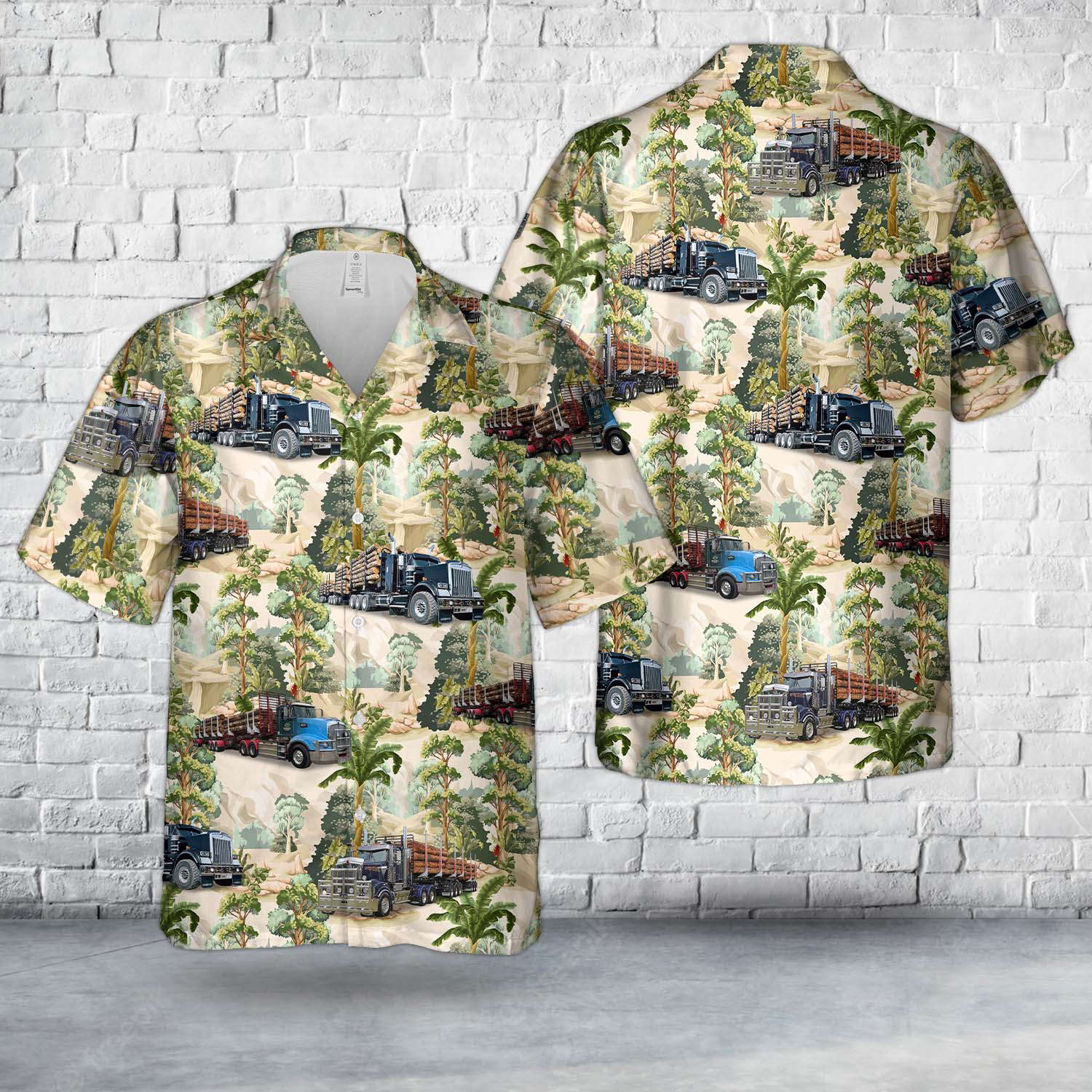 Logging Truck Hawaiian Shirt Gift for Men Dad Father Gift for Men Dad Father