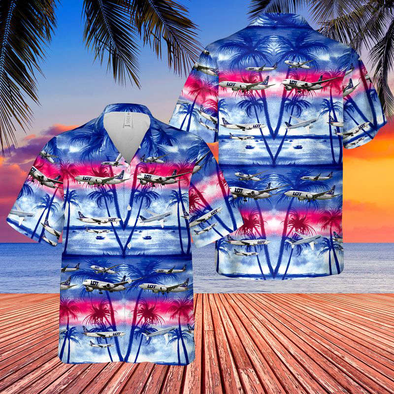 LOT Polish Airlines Boeing 737 Max 8 Hawaiian Shirt Gift for Men Dad Father Gift for Men Dad Father