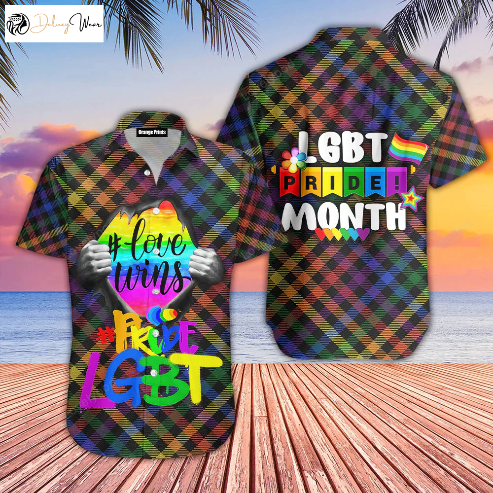 Love Wins Pride Month Aloha Hawaiian Shirt Gift for Men Dad Fathers – Men & Women