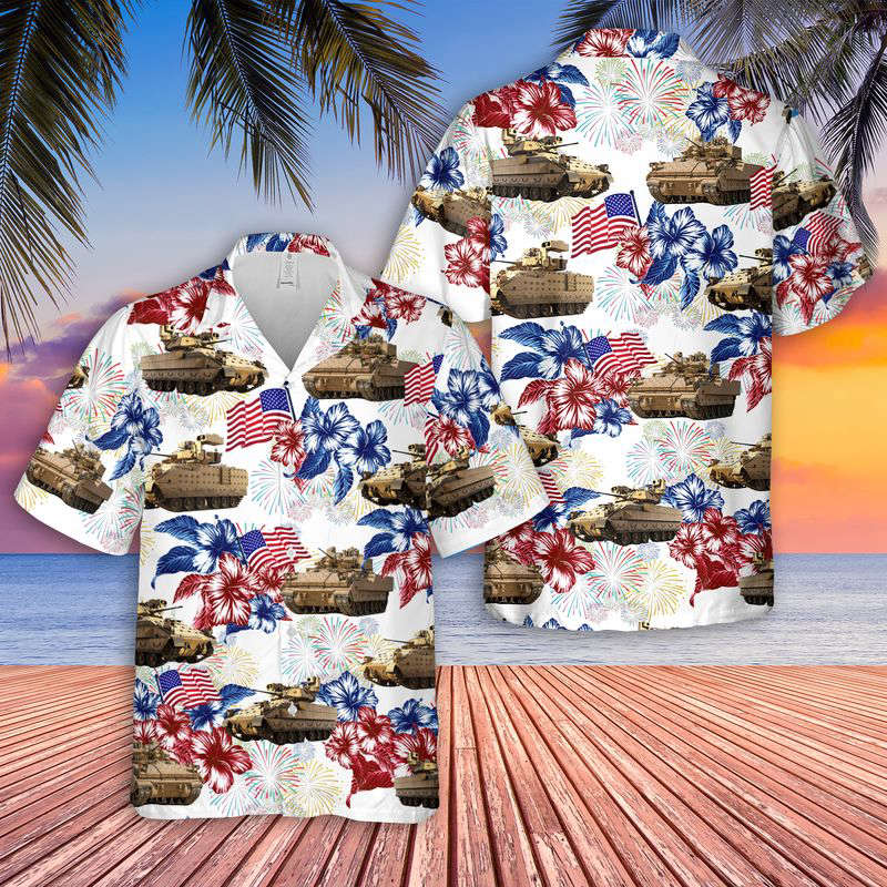 M2 Bradley Fighting Vehicle 4th Of July Hawaiian Shirt Gift for Men Dad Father Gift for Men Dad Father