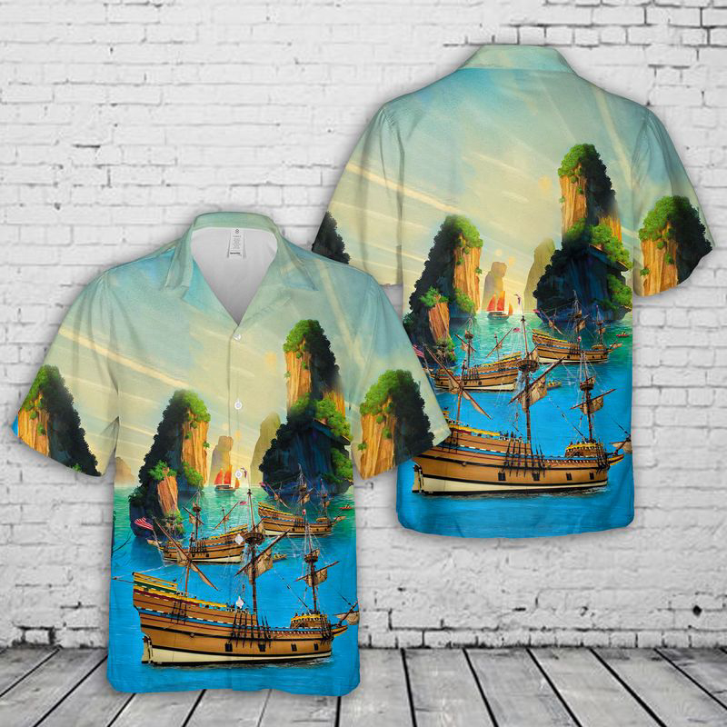Mayflower II Ship Hawaiian Shirt Gift for Men Dad Father Gift for Men Dad Father