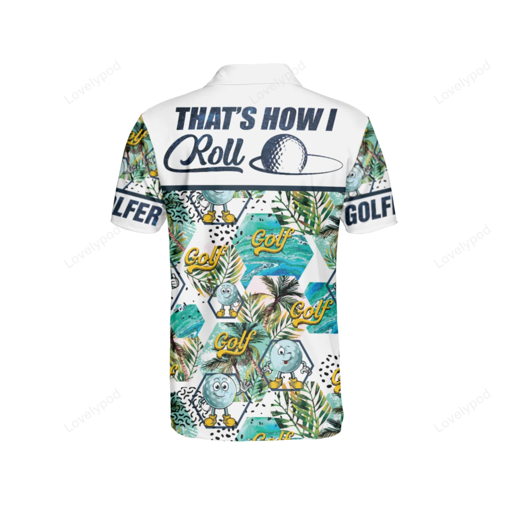 Stylish Men s Hawaiian Golf Polo Shirt Moisture-Wicking & Short-Sleeve Skew Collar Gift