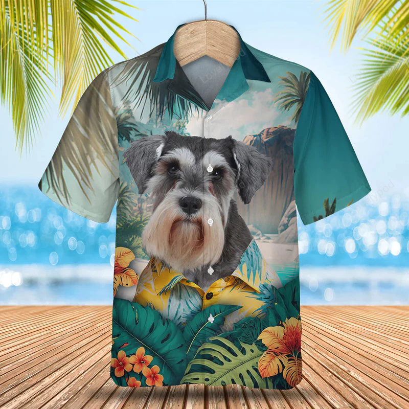 Miniature Schnauzer 3D Tropical Hawaiian Shirt Gift for Men Dad Father – Dog Shirt for Summer Perfect Gift for Men and Women