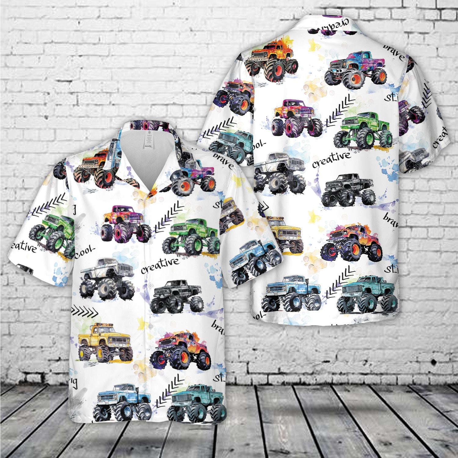 Monster Truck Hawaiian Shirt Gift for Men Dad Father Gift for Men Dad Father