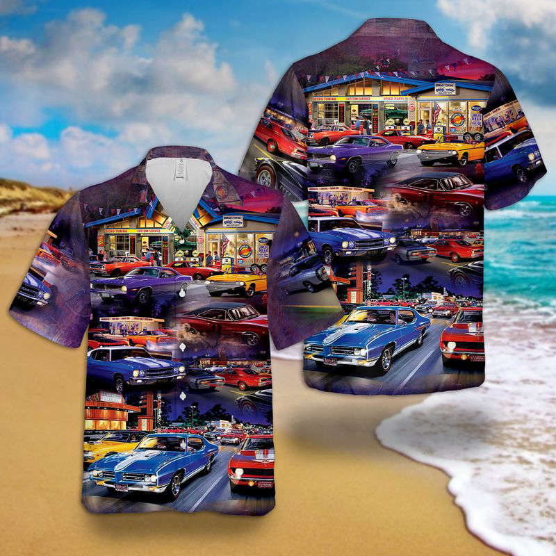 Muscle Car Hawaiian Shirt Gift for Men Dad Father Gift for Men Dad Father