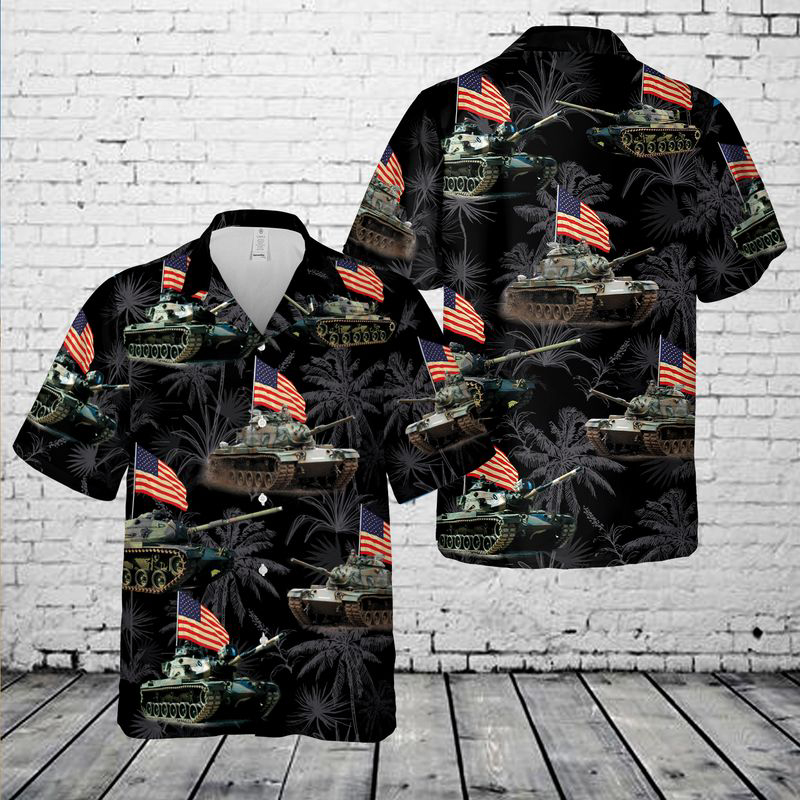 National Guard M60 Tank 4th Of July Hawaiian Shirt Gift for Men Dad Father Gift for Men Dad Father