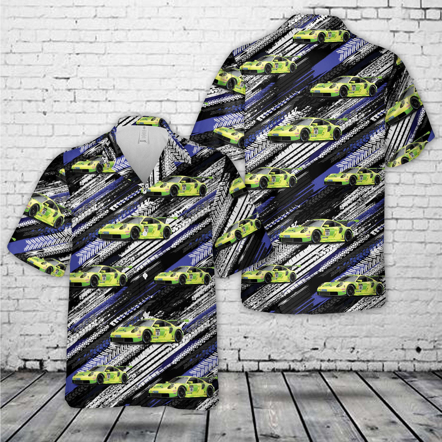 Neon Yellow Porsche 911 RSR GT3 Hawaiian Shirt Gift for Men Dad Father Gift for Men Dad Father