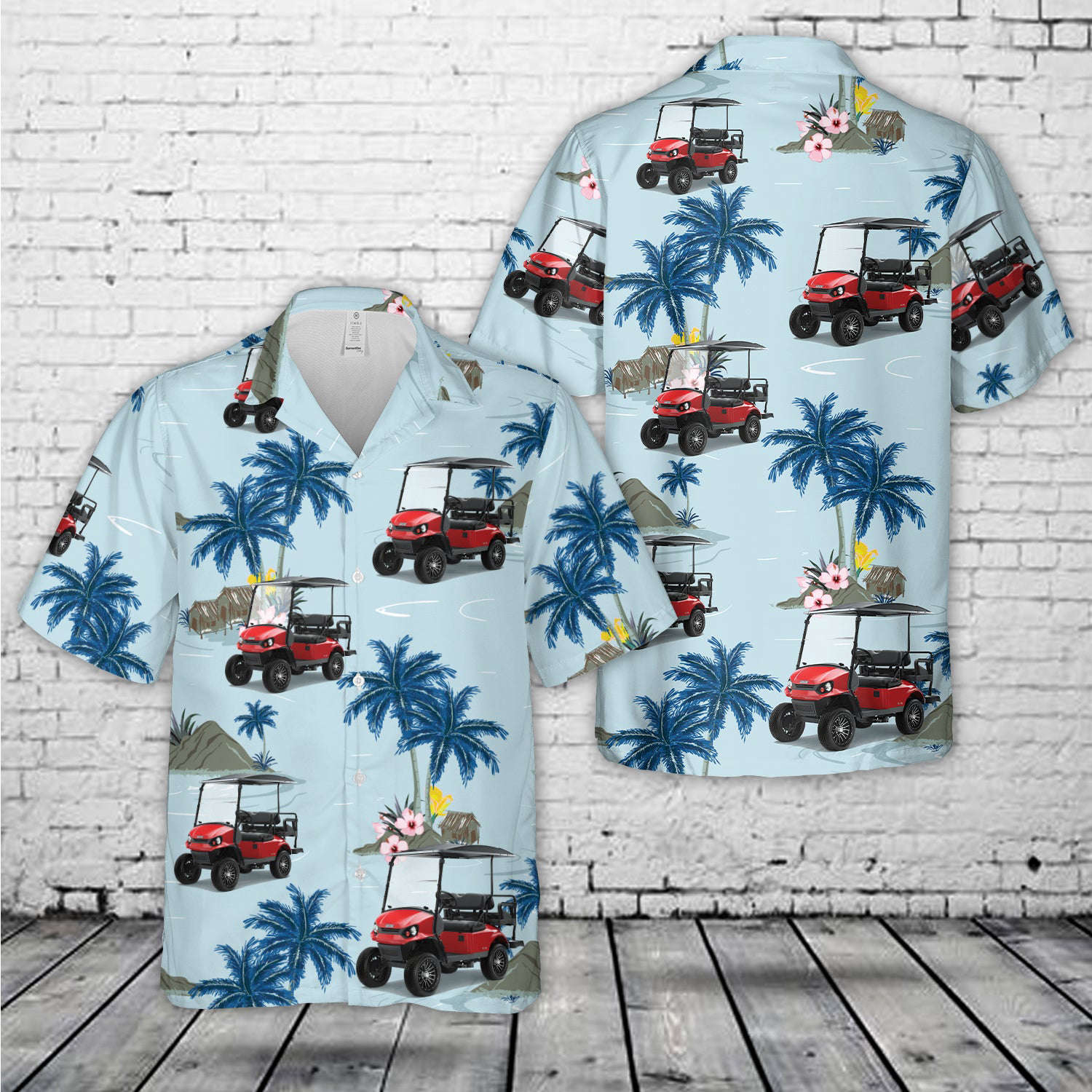 New 2023 E-Z-GO Express S4 ELiTE Lithium Flame Red Golf Cart Hawaiian Shirt Gift for Men Dad Father Gift for Men Dad Father