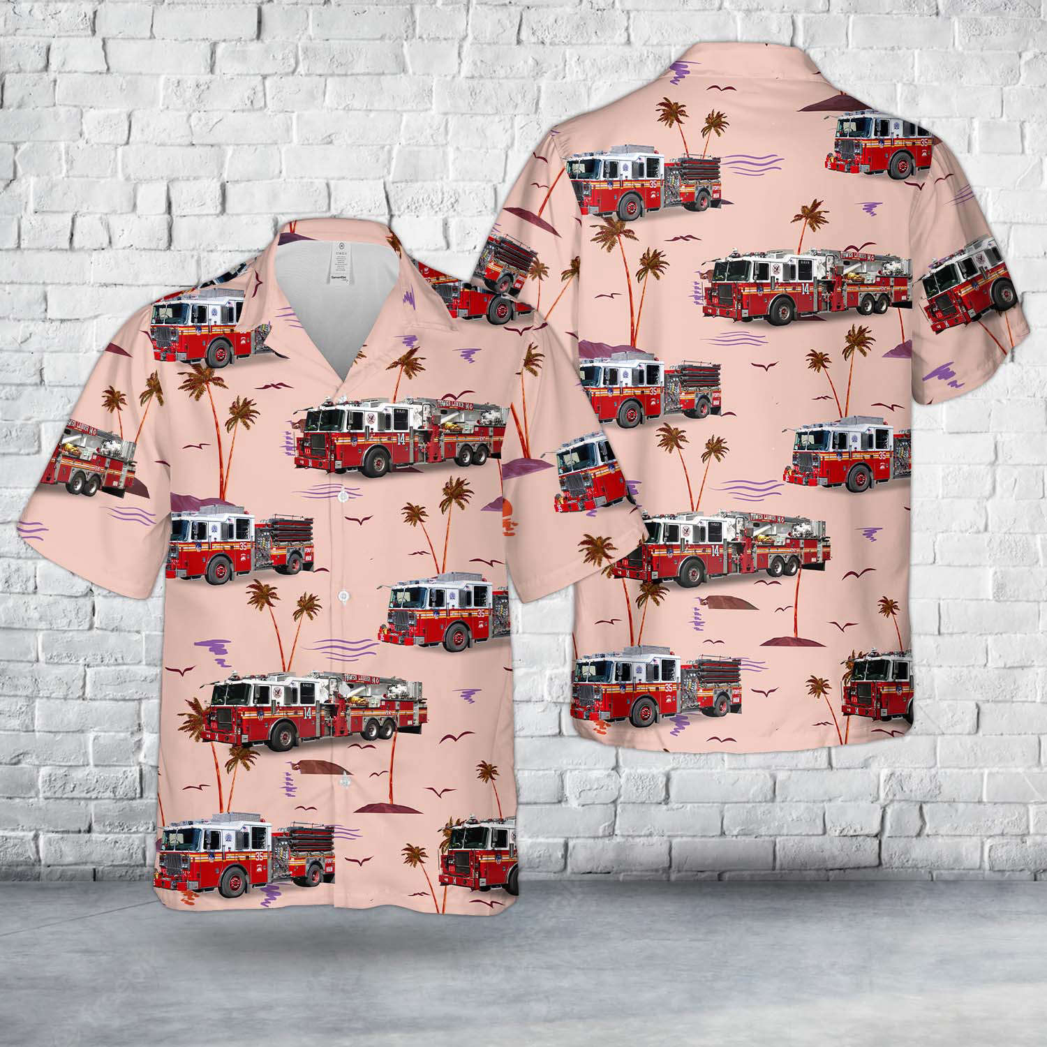 New York, New York, FDNY Engine 35/Ladder 14/Battalion 12 Hawaiian Shirt Gift for Men Dad Father Gift for Men Dad Father