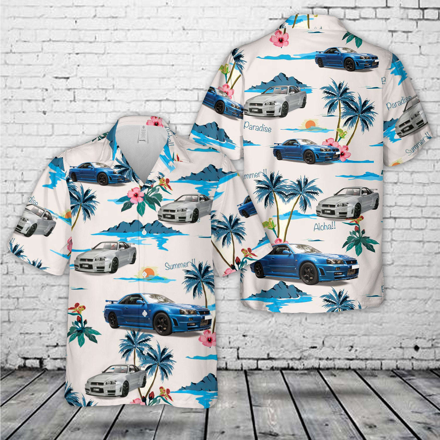 Nissan Skyline GT-R R34 Hawaiian Shirt Gift for Men Dad Father Gift for Men Dad Father