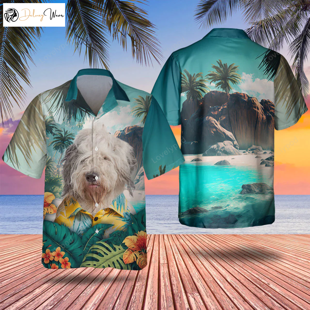 Old English Sheepdog Tropical Hawaiian Shirt Gift for Men Dad Father – Perfect Summer Gift for Dog Lovers Men & Women