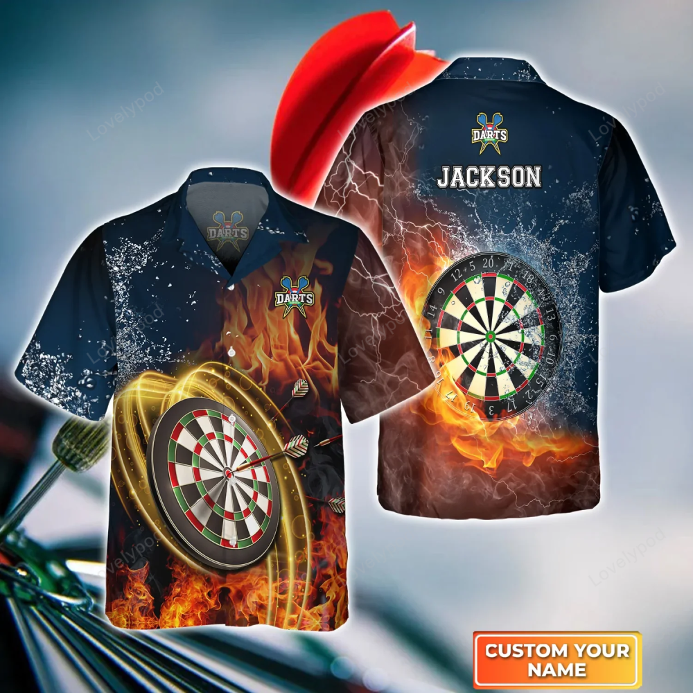 Customized Name 3D Hawaiian Shirt Gift for Men Dad Father for Darts Player – Perfect Gift!