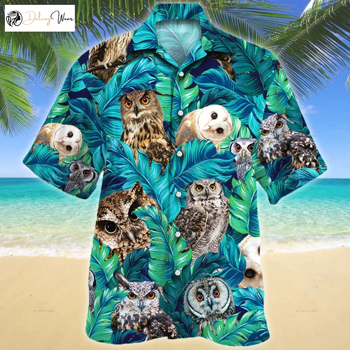 Owl Lovers Gift Hawaiian Shirt Gift for Men Dad Father – Animal Print for Men & Women – Perfect Gift for Owl Enthusiasts