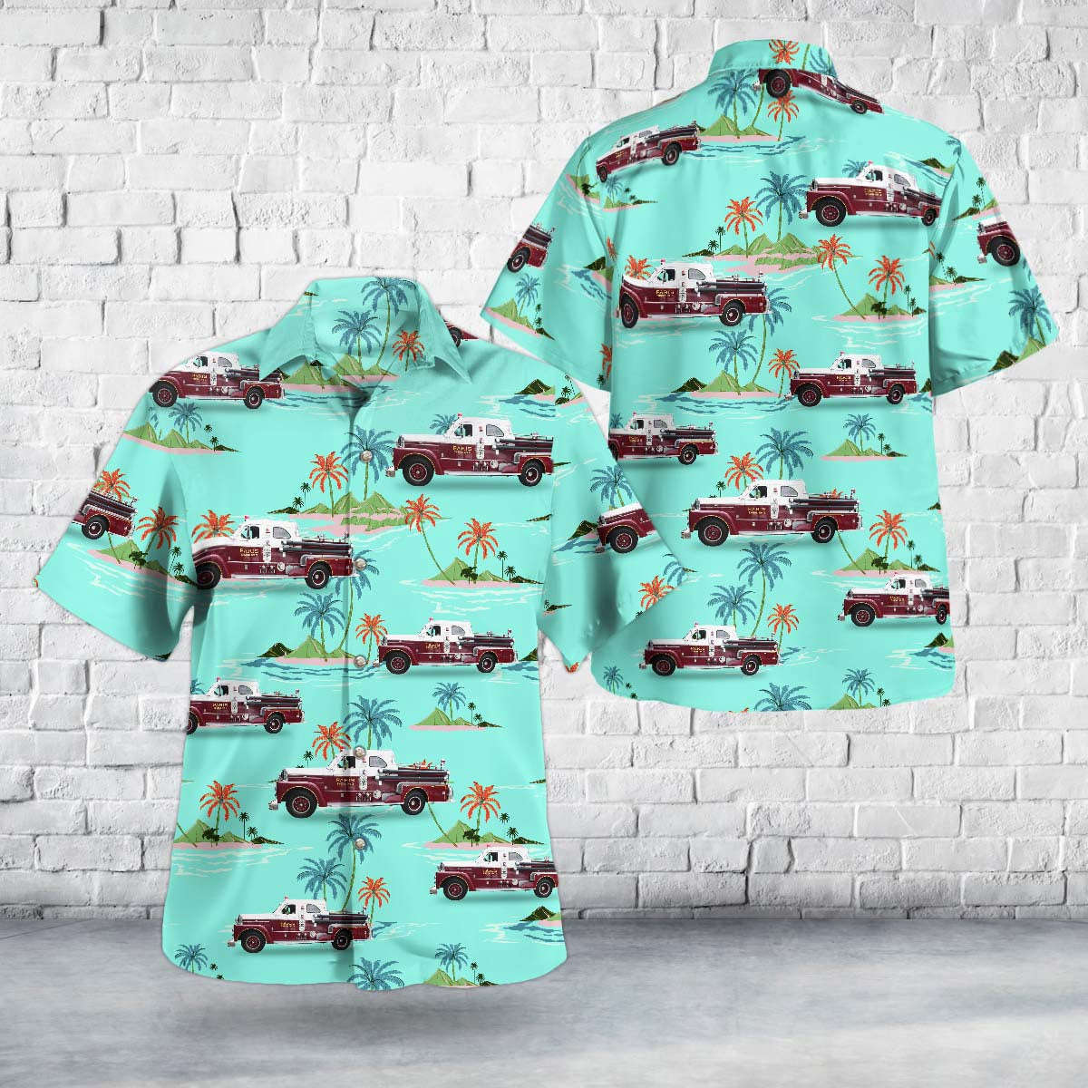 Paris, Kentucky, Paris Fire Department 1961 Seagrave Pumper Fire Truck Hawaiian Shirt Gift for Men Dad Father Gift for Men Dad Father