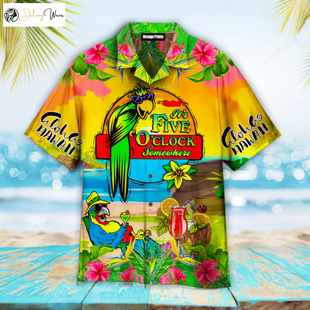 Shop Aloha Hawaiian Shirt Gift for Men Dad Fathers for Men & Women – Parrot It s 5 O clock Somewhere