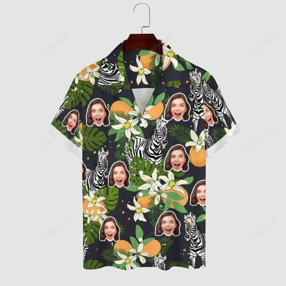 Design Your Own Personalized Zebra Face Hawaiian Shirt Gift for Men Dad Father for Husband Boyfriend