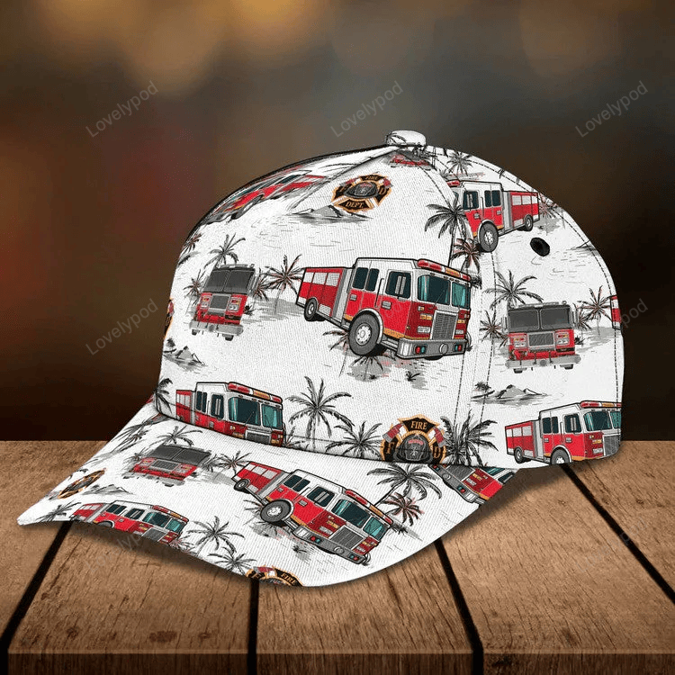 Custom Hawaiian Firefighter 3D Baseball Cap – Perfect Father & Husband Gift