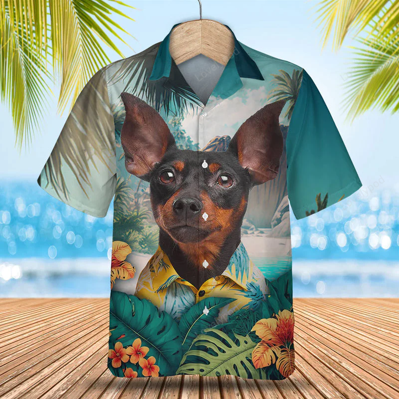 Pinscher Tropical Hawaiian Shirt Gift for Men Dad Father: Perfect Summer Gift for Dog Lovers – Men & Women