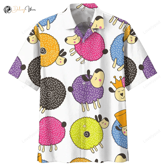 Stylish Plump Sheep Hawaiian Shirt Gift for Men Dad Father with Unique Illustration Design
