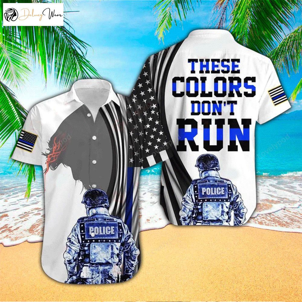 Bold Police Officer Hawaiian Shirt Gift for Men Dad Father: These Colors Don t Run All-Over Print