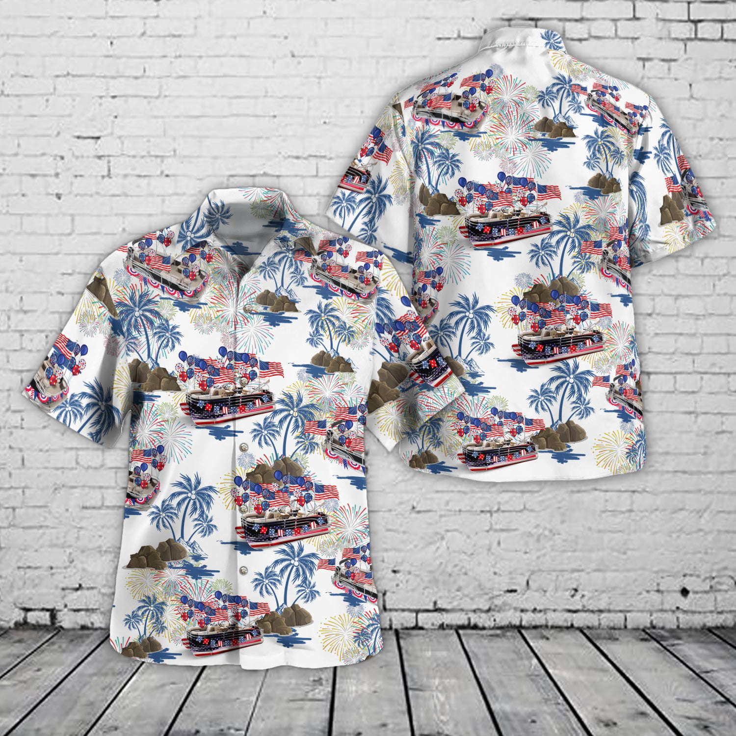Pontoon, 4th Of July Hawaiian Shirt Gift for Men Dad Father Gift for Men Dad Father